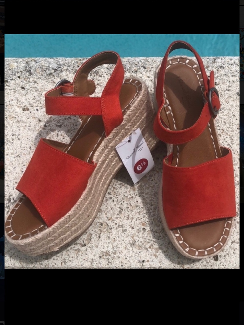 Universal Thread espadrille wedge sandals shoes orange fabric women’s size 6.5